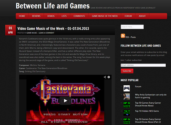 New Between Life and Games Site